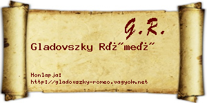 Gladovszky Rómeó névjegykártya